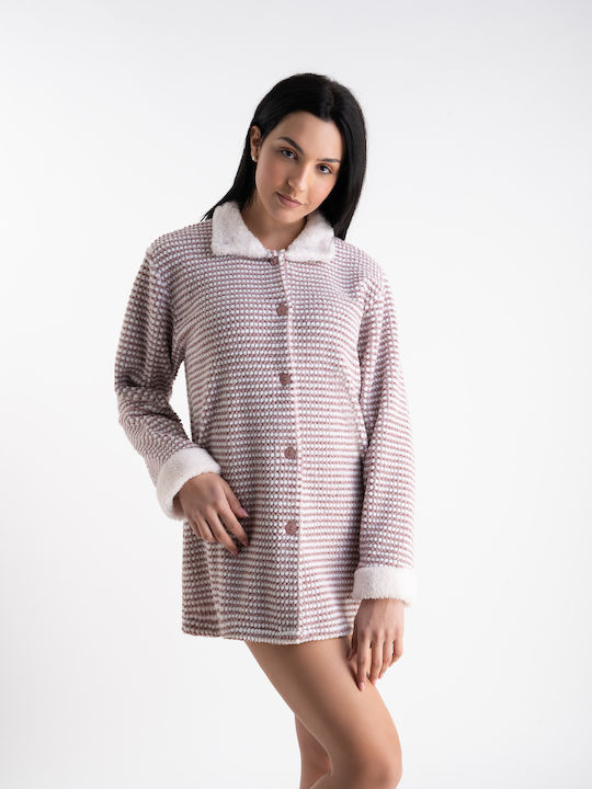 Relax Lingerie De iarnă Pentru Femei Fleece Halat Bej