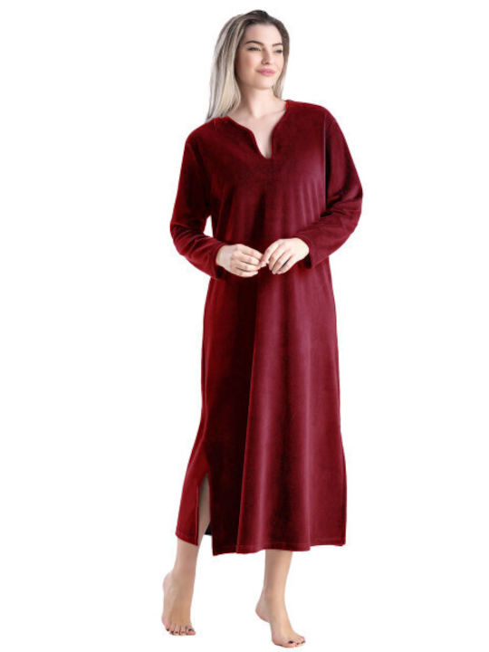 Relax Lingerie Winter Velvet Women's Nightdress Burgundy