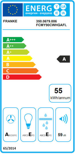 Franke Mythos FCMY 90 C WHG A Full Light Απορροφητήρας Νησίδα 90cm Λευκός