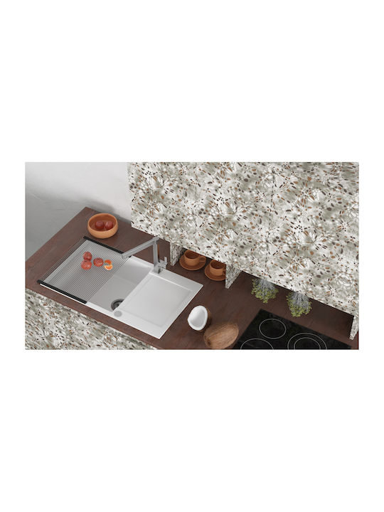 Tesa SQT104 Drop-In Küchenspüle aus Flüssigem Granit M86xB50cm Weiße