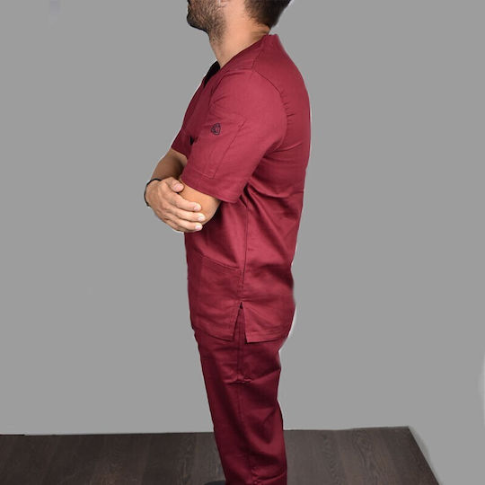 Tips Unisex Hose & Bluse Set Burgundisch