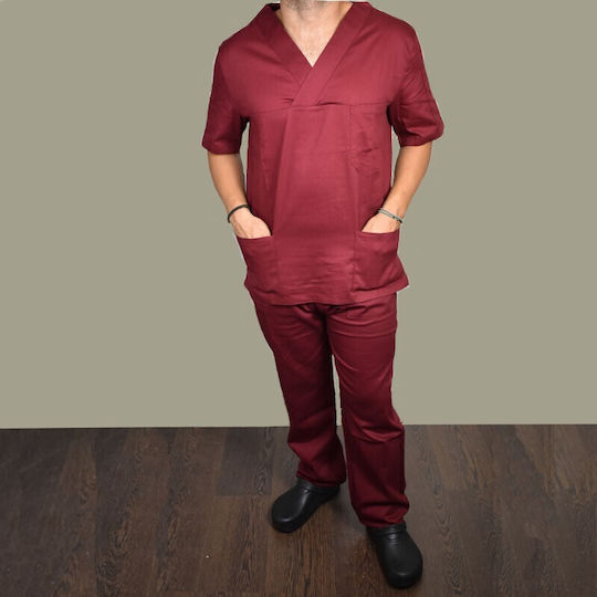 Tips Unisex Hose & Bluse Set Burgundisch