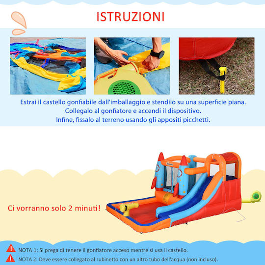 Outsunny Φουσκωτό Rocket Fun με Τραμπολίνο & Τσουλήθρα για 3+ Ετών