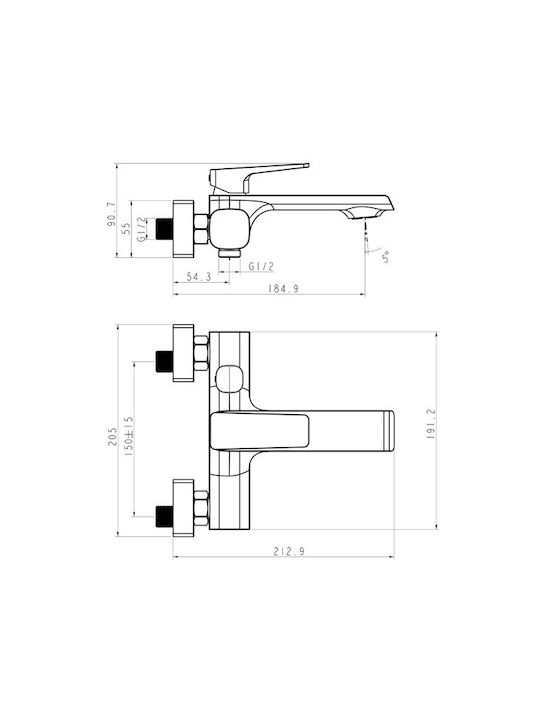 Interflex Αναμεικτική Μπαταρία Μπανιέρας Ασημί