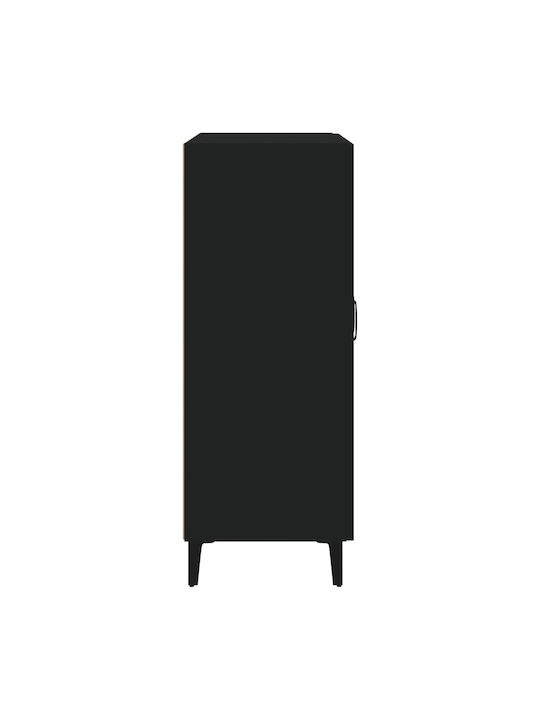 Wooden Chest of Drawers Black with Glass Coating 69.5x34x90cm