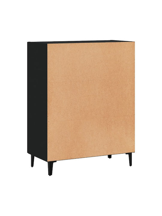 Wooden Chest of Drawers Black with Glass Coating 69.5x34x90cm