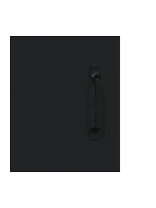 Wooden Chest of Drawers Black with Glass Coating 69.5x34x90cm
