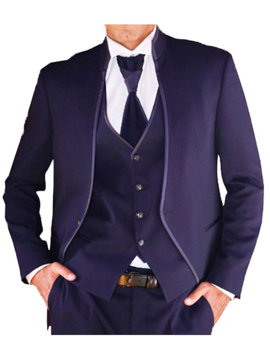 19V69 Versace - 07.31.Emilio Mao - Marină - Costum slim fit - indigo