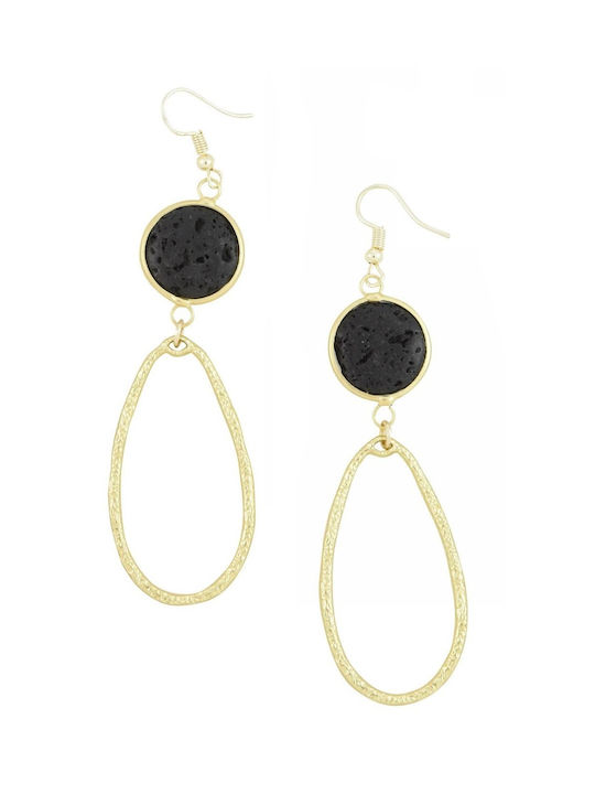 Tatu Moyo Earrings Hoops made of Steel Gold Plated with Stones