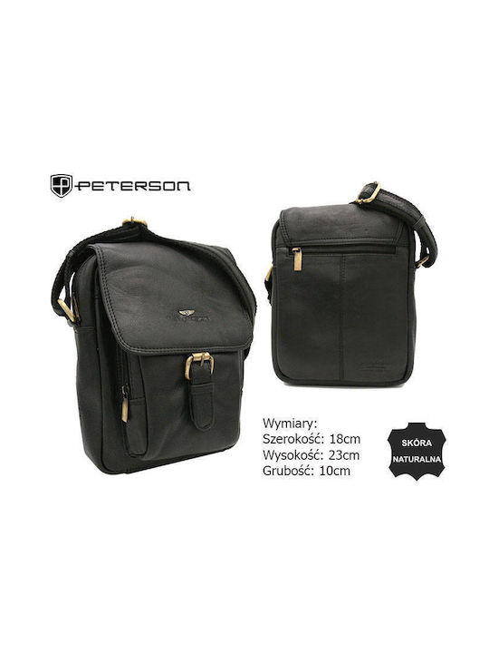 Leather Men's Bag Messenger Black