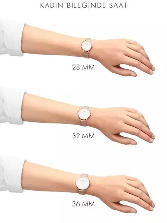 Daniel Wellington Petite Ρολόι Μπαταρίας με Μεταλλικό Μπρασελέ