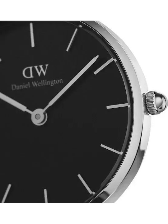 Daniel Wellington Γυναικείο Ρολόι 28mm Μπαταρίας με Μαύρο Μεταλλικό Μπρασελέ