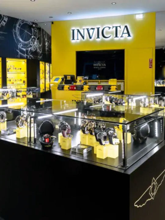 Invicta Ανδρικό Ρολόι 43.5mm Χρονογράφος Μπαταρίας με Μεταλλικό Μπρασελέ
