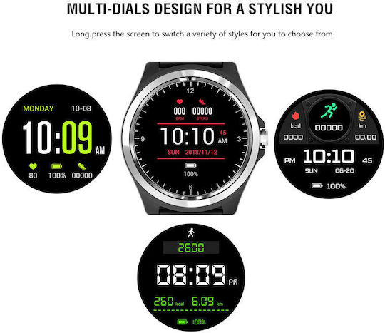 Pacific 26-5 Smartwatch mit Pulsmesser (Black / Red)