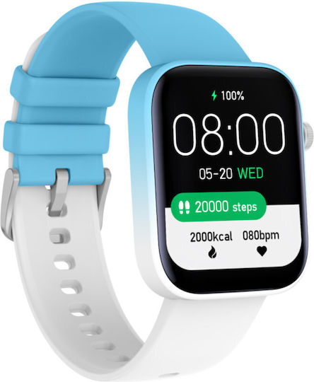Rubicon SR042D 37mm Smartwatch με Παλμογράφο (Blue/White)