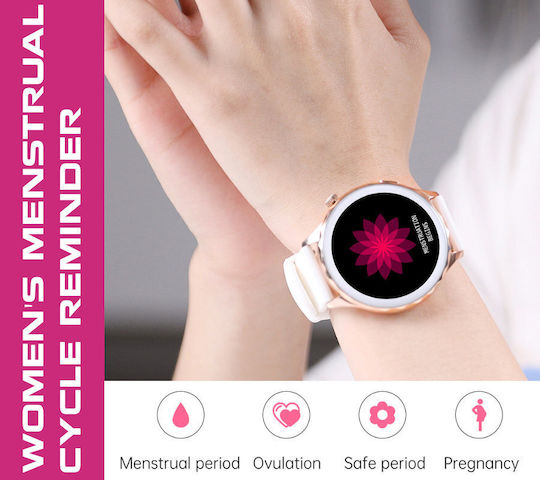 Rubicon SR048B 44mm Smartwatch με Παλμογράφο (Ροζ Χρυσό)