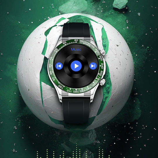 Rubicon SR039C Stainless Steel 46mm Smartwatch με Παλμογράφο (Μαύρο)