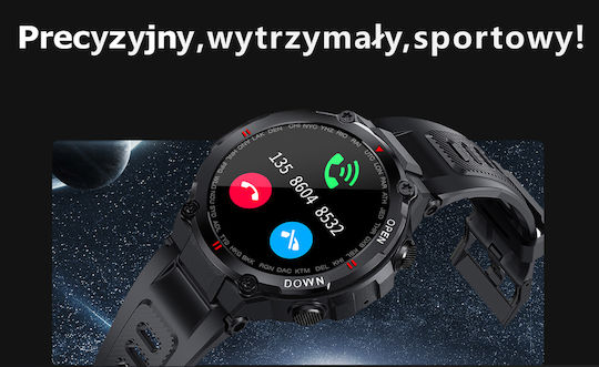 Gravity GT7 Smartwatch με Παλμογράφο (Μαύρο)