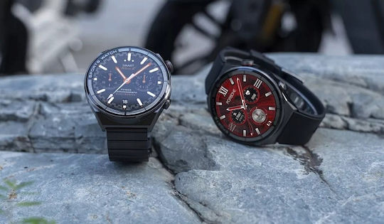 Rubicon SR046B Неръждаема стомана 47мм Смартчасовник с Пулсомер (Черен)