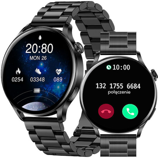 Rubicon SR045C Aluminium 42mm Smartwatch mit Pulsmesser (Schwarz)