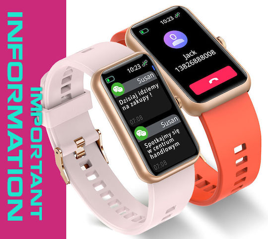Rubicon SR032E Smartwatch με Παλμογράφο (Ροζ)