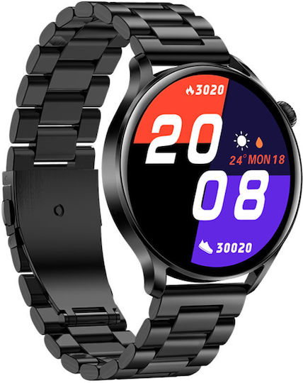 Rubicon SR045C Aluminium 42mm Smartwatch mit Pulsmesser (Schwarz)
