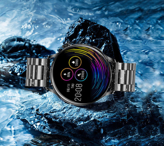 Rubicon SR045C Aluminium 42mm Smartwatch mit Pulsmesser (Schwarz)