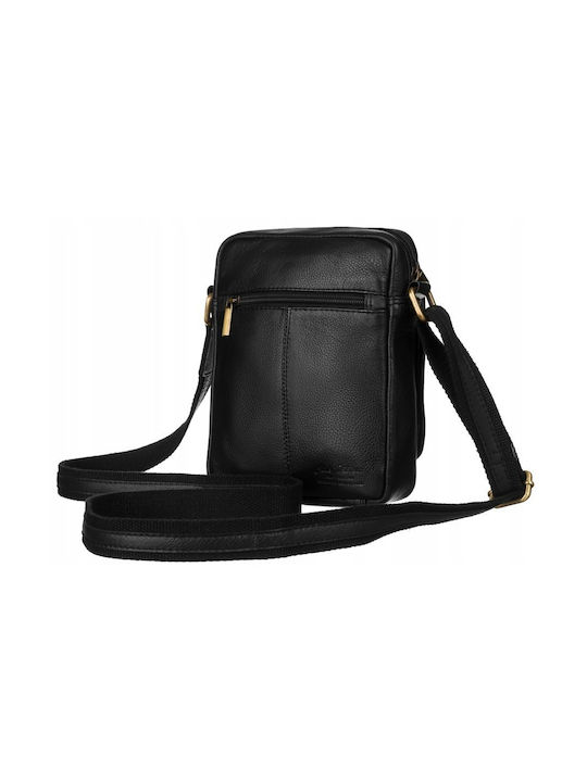 Leder Herrentasche Schulter / Crossbody Schwarz