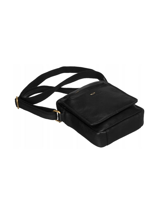 Leder Herrentasche Schulter / Crossbody Schwarz