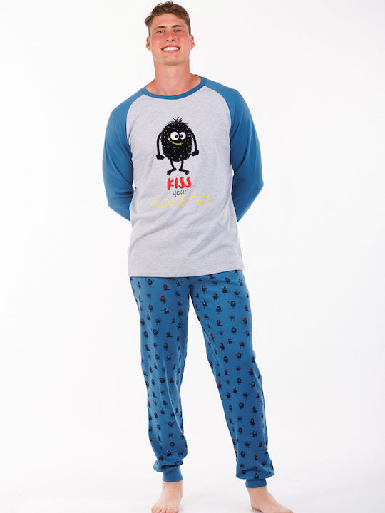 MEI Men's Winter Cotton Pajamas Set Gray