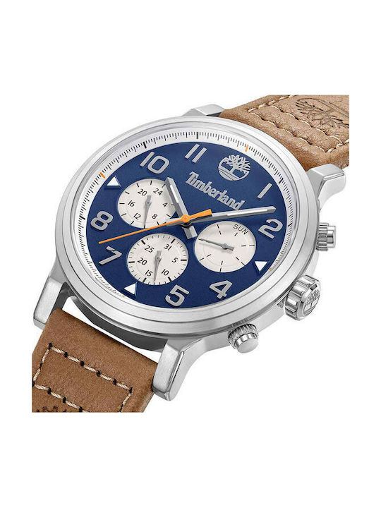 Timberland Ανδρικό Ρολόι 46mm Μπαταρίας με Καφέ Δερμάτινο Λουράκι