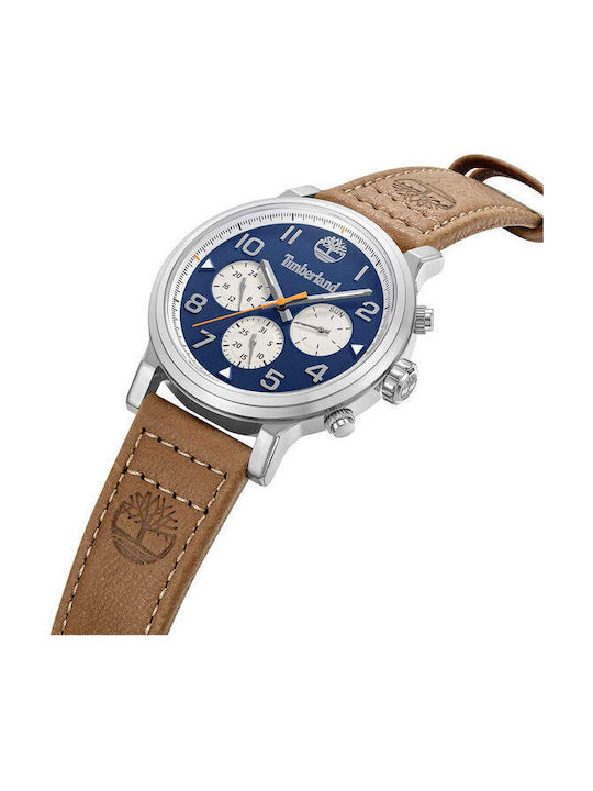 Timberland Ανδρικό Ρολόι 46mm Μπαταρίας με Καφέ Δερμάτινο Λουράκι