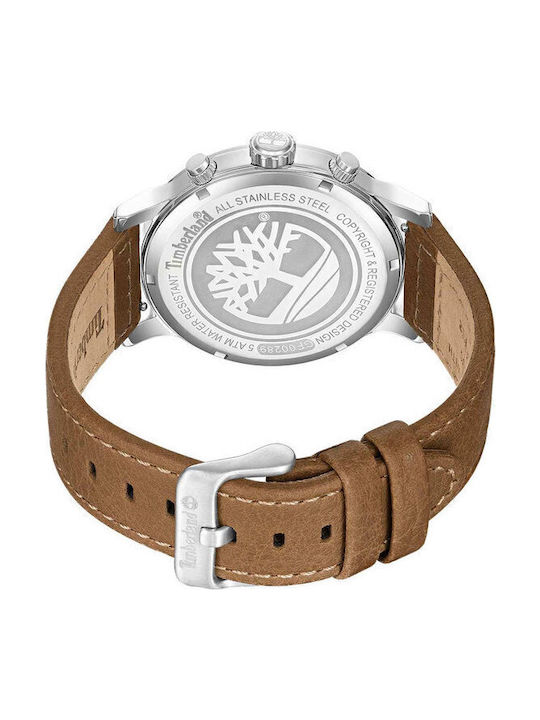 Timberland Ανδρικό Ρολόι 46mm Μπαταρίας με Καφέ Δερμάτινο Λουράκι