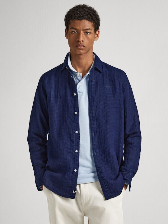 Pepe Jeans Herrenhemd Langärmelig Baumwolle Marineblau