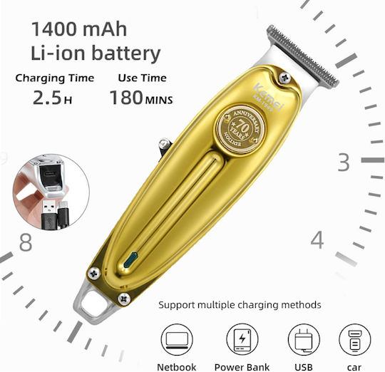 Kemei KM-1949 Professional Rechargeable Hair Clipper Gold KM-1949