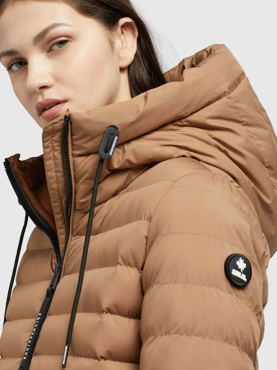 Women's Short Puffer Jacket for Winter Beige