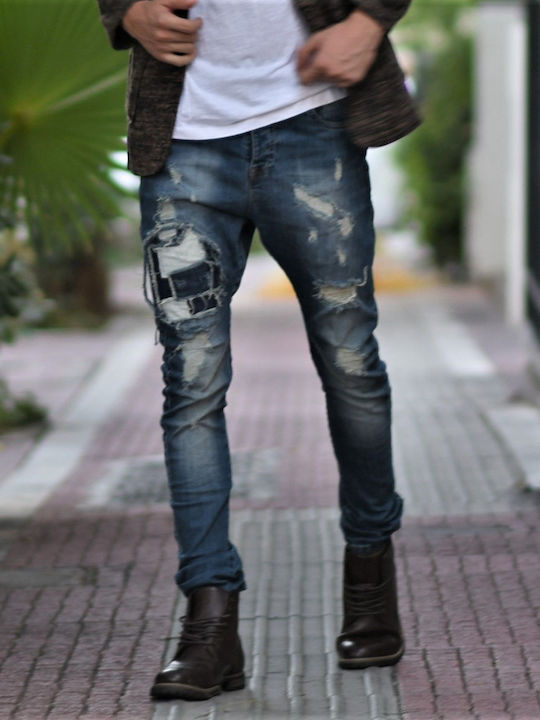 Ανδρικό Παντελόνι Τζιν με Skinny Εφαρμογή Μπλε