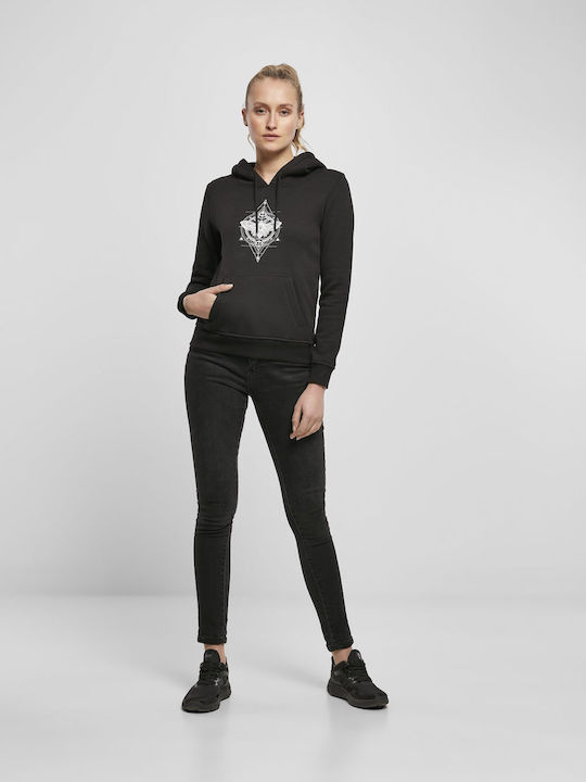 Ladies Moth Women's Sweatshirt Hooded Black