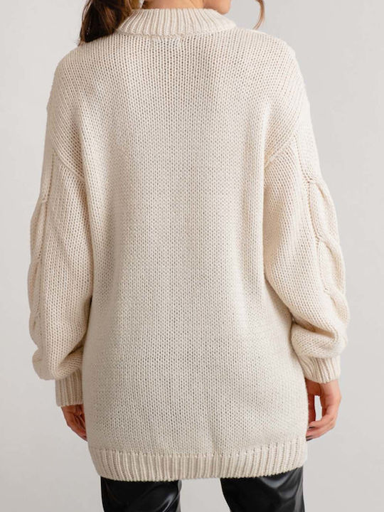 Rut & Circle Women's Long Sleeve Sweater Beige