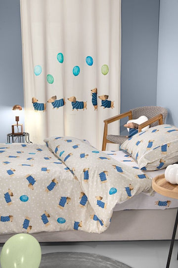 Saint Clair Σετ Σεντόνια Μονά Βαμβακερά Blue 165x250cm 3τμχ