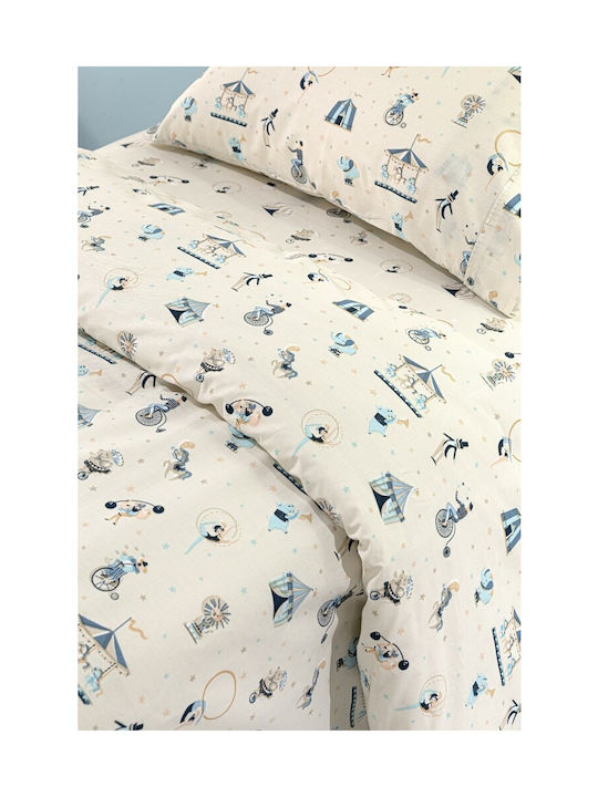Saint Clair Sheet Set Single Cotton Enjoy Sky Ecru 165x250cm 2pcs