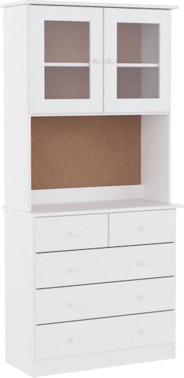Bodenstehend Wohnzimmer Vitrine aus Massivholz mit Glas White 77x35x165cm