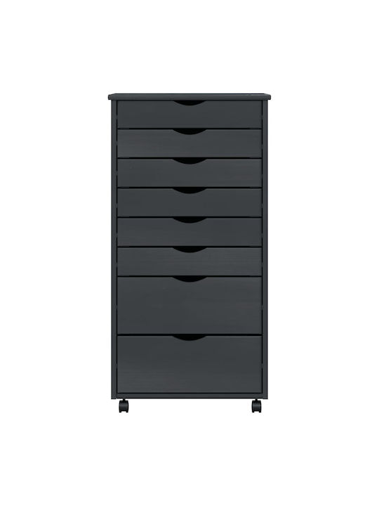 Συρταριέρα Γραφείου από Μασίφ Ξύλο Γκρι 53x39x103cm
