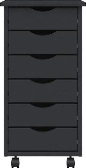 Office Drawer Made of Solid Wood with Wheels Grey 34x39x65.5cm