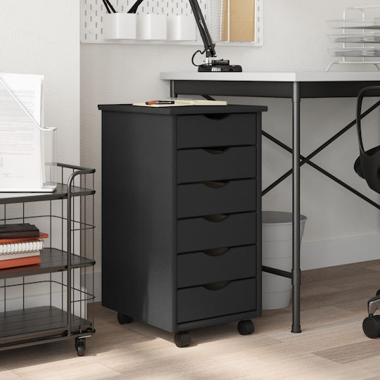Office Drawer Made of Solid Wood with Wheels Grey 34x39x65.5cm