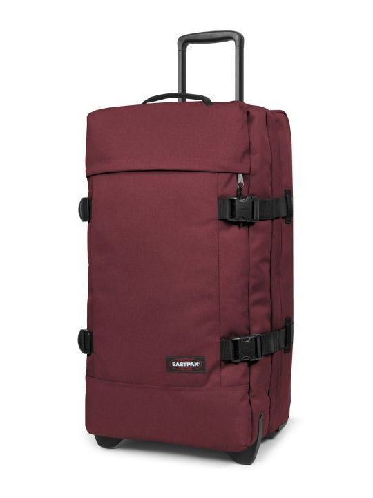 Eastpak Tranverz Μ Medium Travel Suitcase Fabric Bushy Burgundy with 4 Wheels Height 67cm EK00062L-2A9