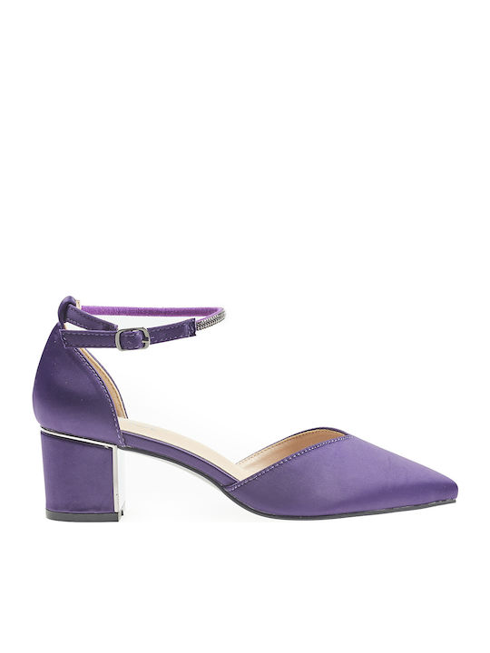 Pantofi cu toc cu Curea Violet