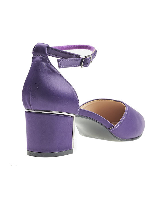 Pantofi cu toc cu Curea Violet