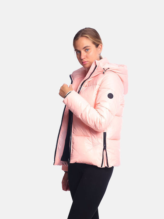 Paco & Co Women's Short Puffer Jacket for Winter Pink