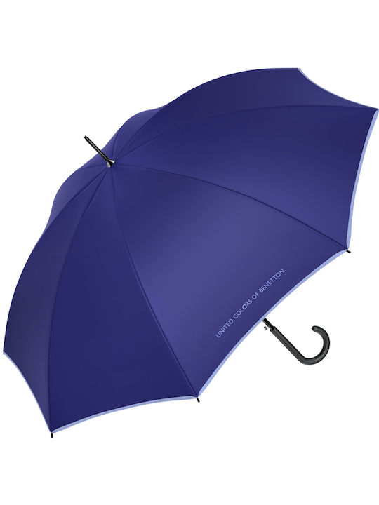 Benetton Automatic Umbrella with Walking Stick Purple